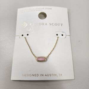 Kendra Scott Pink Rose Quartz Stone Pendant Necklace 14k Gold Plated Dainty
